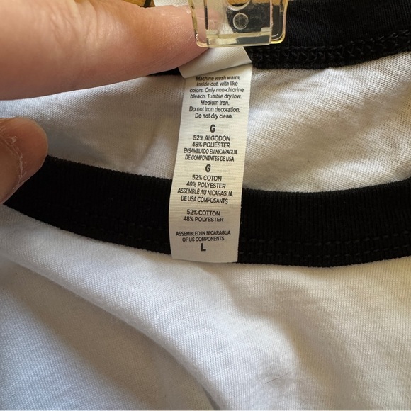 Canvas Black and White Funny Graphic Raglan Tee Size L - Picture 6 of 6